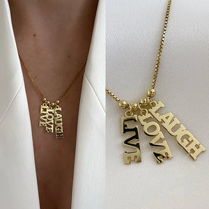 Personalised Women Stainless Steel Necklace with 1-3 Vertical Names Pendant