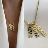 Personalised Women Stainless Steel Necklace with 1-3 Vertical Names Pendant