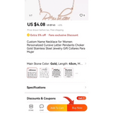 Personalised Women Stainless Steel Necklace with 1-3 Vertical Names Pendant