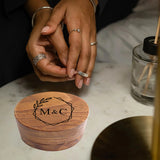 Personalized Wood Engagement Ring Bearer Box with Names and Date