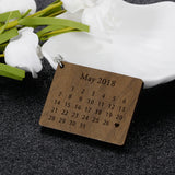 Wooden Calendar Keychain Personalized Date Hand Carved Keyring Gift