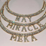 Custom Initial Letter Anklet with Zircon 9+2 inch