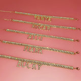 Custom Initial Letter Anklet with Zircon 9+2 inch