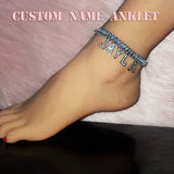 Custom Initial Letter Anklet with Zircon 9+2 inch