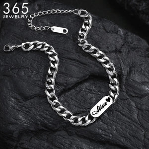 Personalized Square Nameplate Men's Bracelet Stainless Steel