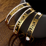 Personalized Zircon Bangles Stainless Steel Charms Bracelets