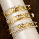 Personalized Zircon Bangles Stainless Steel Charms Bracelets