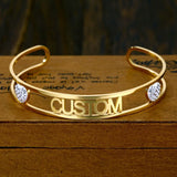 Personalized Zircon Bangles Stainless Steel Charms Bracelets