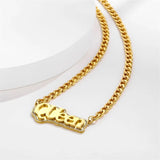 Double Layer Zircon Name Necklace 18K Plated Personalized Choker Gift