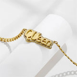 Double Layer Zircon Name Necklace 18K Plated Personalized Choker Gift