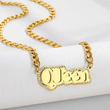 Double Layer Zircon Name Necklace 18K Plated Personalized Choker Gift