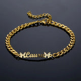 Zircon Stone Stainless Steel Name Bracelet Chain Letter Bracelet