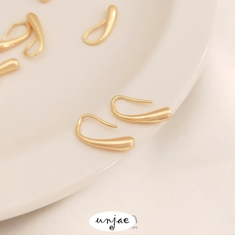 14K Gold-Covered Drop Ear Hooks Earrings 6PCS