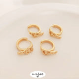Color-Preserving 14K Peach Heart Belt Piercing Ear Buckle French Ear Clip