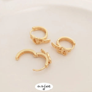 Color-Preserving 14K Peach Heart Belt Piercing Ear Buckle French Ear Clip