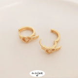 Color-Preserving 14K Peach Heart Belt Piercing Ear Buckle French Ear Clip