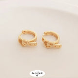 Color-Preserving 14K Peach Heart Belt Piercing Ear Buckle French Ear Clip