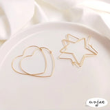 14K Gold Heart Star Big Earrings Ins DIY 4PCS