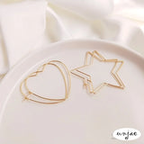 14K Gold Heart Star Big Earrings Ins DIY 4PCS