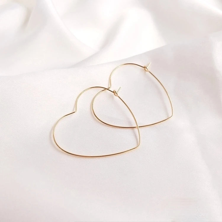 14K Gold Heart Star Big Earrings Ins DIY 4PCS