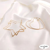 14K Gold Heart Star Big Earrings Ins DIY 4PCS
