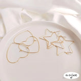 14K Gold Heart Star Big Earrings Ins DIY 4PCS