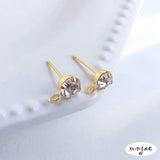 18k Plated Zircon Hanging Earrings with Diamonds and Rings