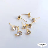 18k Plated Zircon Hanging Earrings with Diamonds and Rings