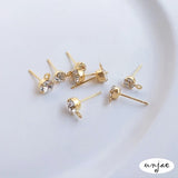 18k Plated Zircon Hanging Earrings with Diamonds and Rings