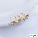 18k Plated Zircon Hanging Earrings with Diamonds and Rings
