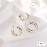 14K Copper Color-Preserving C-Shaped Earrings DIY Accessories 4PCS