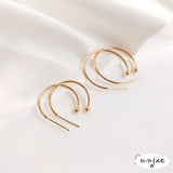 14K Copper Color-Preserving C-Shaped Earrings DIY Accessories 4PCS