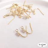 14K Copper Plated Zircon Ear Hooks for DIY Earrings