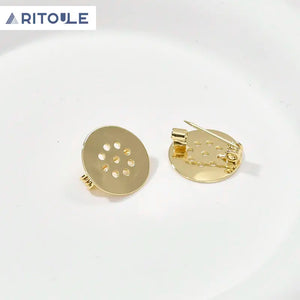 14k Copper Plated Perforated Tray Brooch Pin