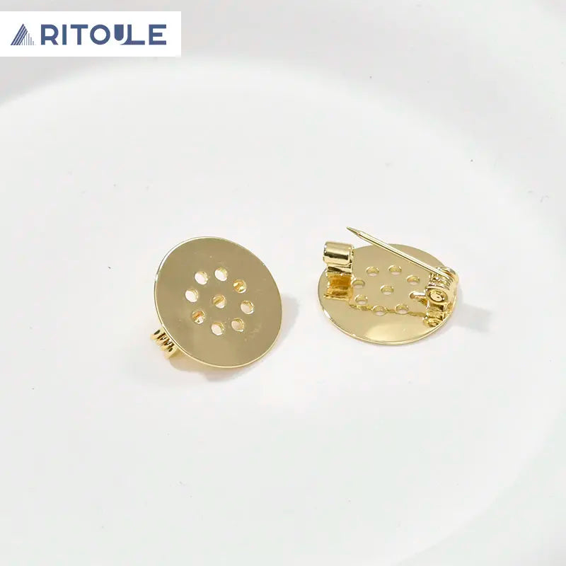 14k Copper Plated Perforated Tray Brooch Pin