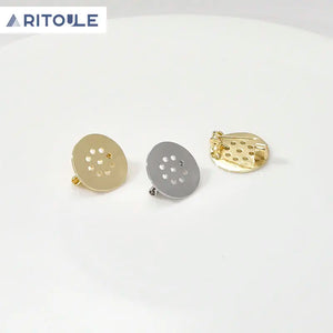 14k Copper Plated Perforated Tray Brooch Pin