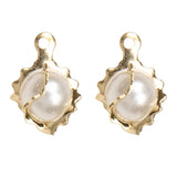 Copper-Plated Spiral Pearl Planet Double Pendant DIY Jewelry Earrings