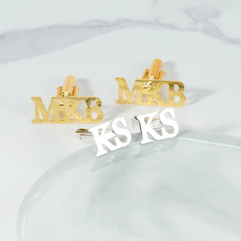 Personalized Stainless Steel Letter Cufflinks for Men and Women