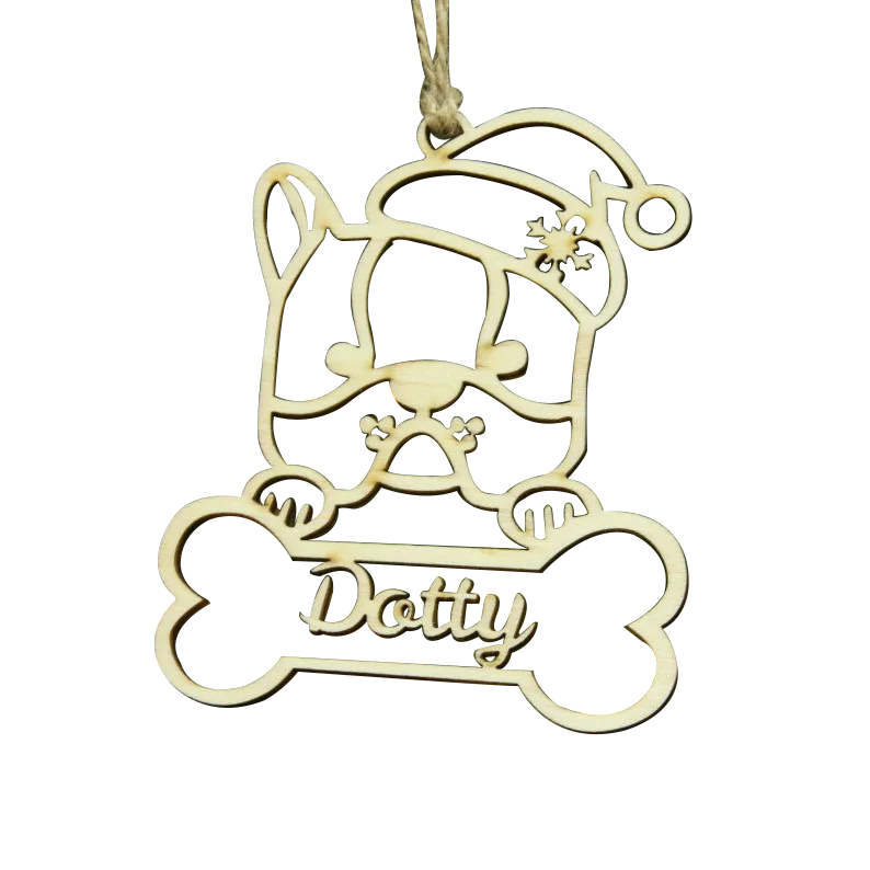 Christmas Pet Pendant Wooden Ornaments Hanging Xmas Tree Decor