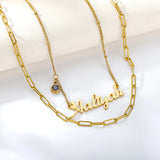 Moonstone and Birthstone Necklace Double Layer Pendant Clavicle Chain