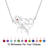 Personalized Heart Rose Flower Pendant Necklace Stainless Steel Women