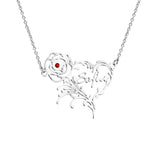 Personalized Heart Rose Flower Pendant Necklace Stainless Steel Women