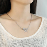 Personalized Heart Rose Flower Pendant Necklace Stainless Steel Women