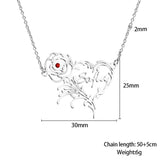 Personalized Heart Rose Flower Pendant Necklace Stainless Steel Women