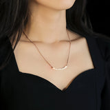 Stainless Steel Lariat Collar Geometric Floating Charm Necklace