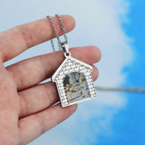 Photo Picture Frame Locket Pendant Necklace Romantic Couple Gift