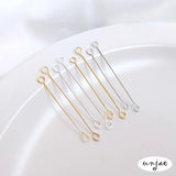 Titanium Steel 14K Wrapped Double 9-Pin Plated with Pure Silver Earrings