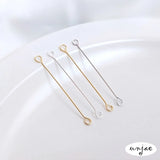 Titanium Steel 14K Wrapped Double 9-Pin Plated with Pure Silver Earrings