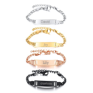 Personalized Baby Name Bracelet Stainless Steel Engraved Infant Baptism Jewelry