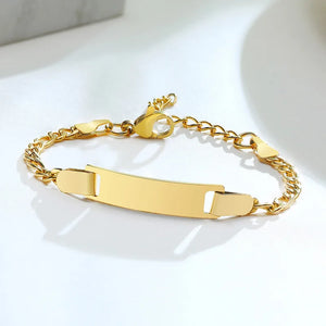 Personalized Baby Name Bracelet Stainless Steel Engraved Infant Baptism Jewelry